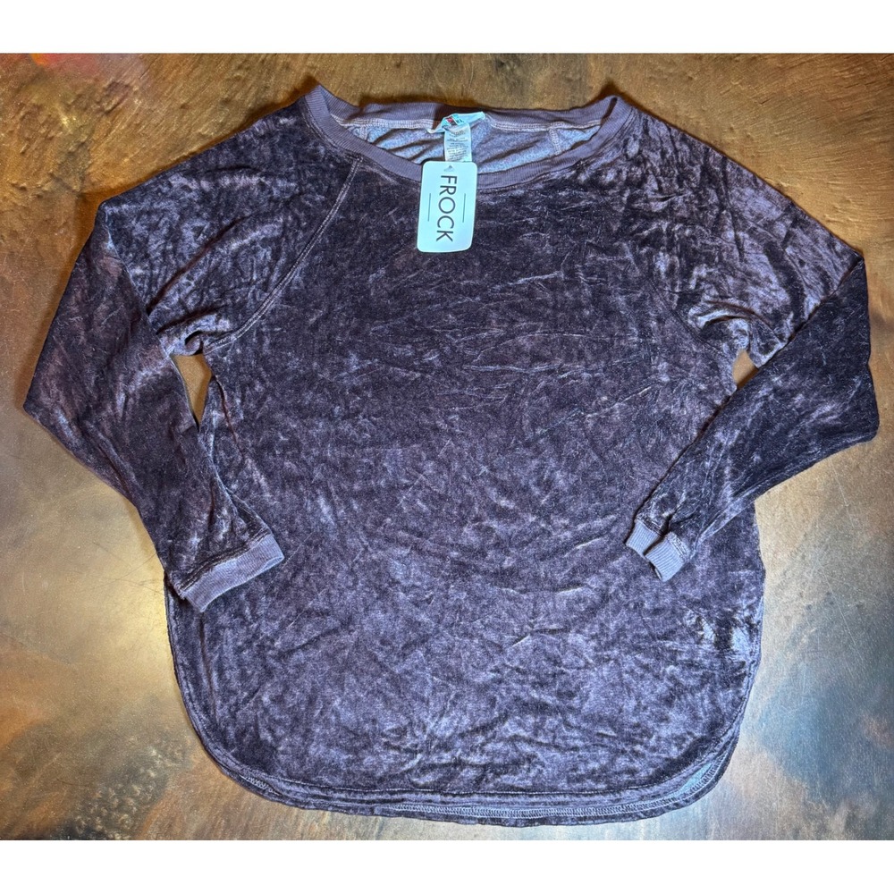 Hard Tail Forever Womens Long Sleeve brown Velour Top‎ Size M